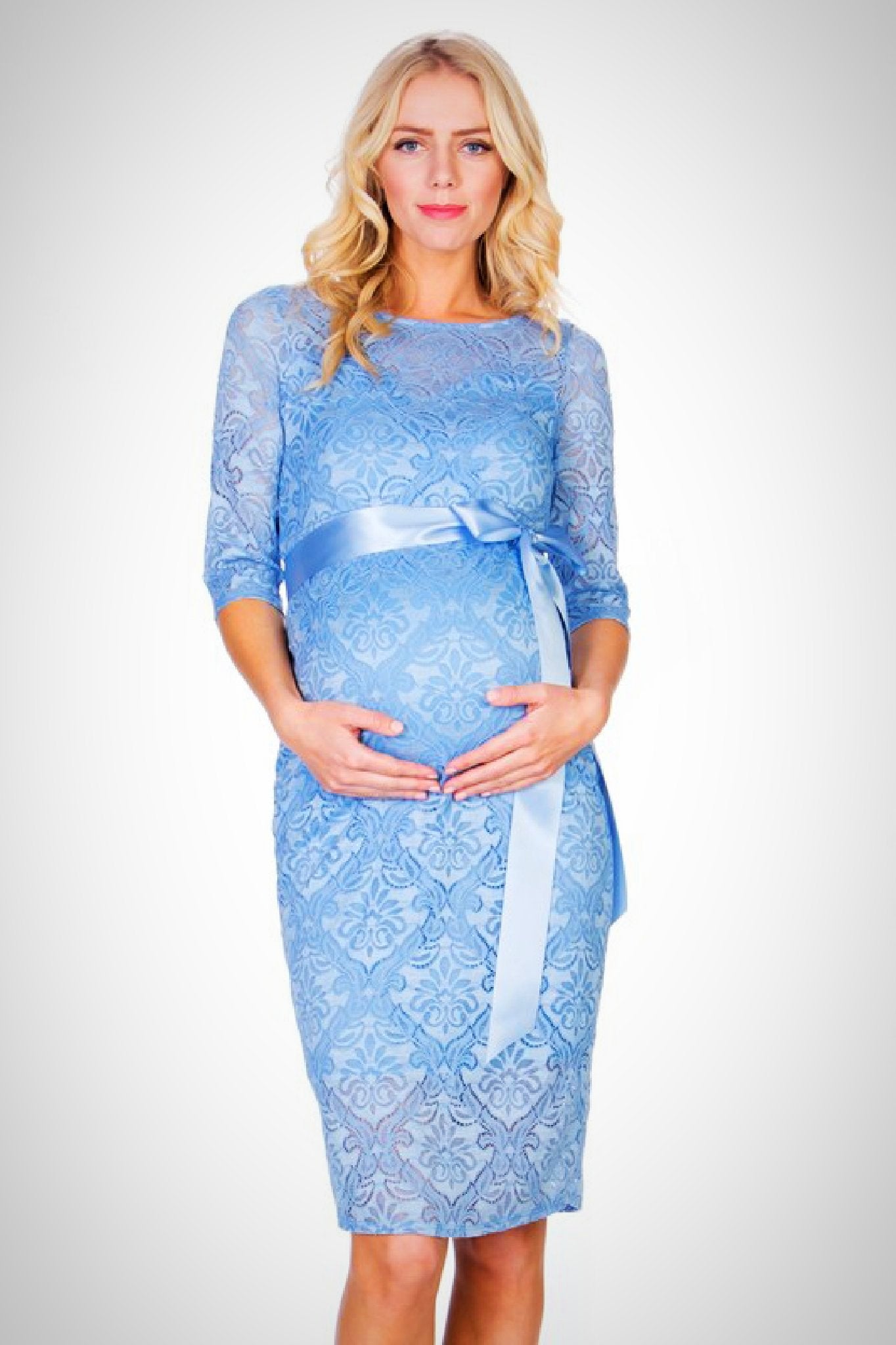 Blue Lace Maternity Dress - ON SALE